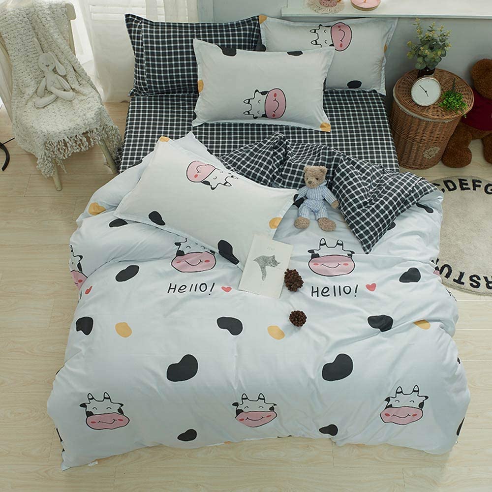 Price:$23.00 Cartoon Milk Cows Black White Duvet Cover Set Bedding Set - Microfiber Polyester Cotton - Duvet Cover,Sheet,Pillow Cases (Queen86x94inch) : Home & Kitchen