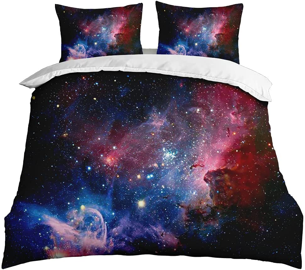 Price:$44.90 Galaxy 3 Pcs Duvet Cover Set Psychedelic Stars Blue and Red Starry Universe Trippy Color Soft and Breathable,100% Washed Microfiber,with Zipper Closure,No Comforter Queen Size : Home & Kitchen