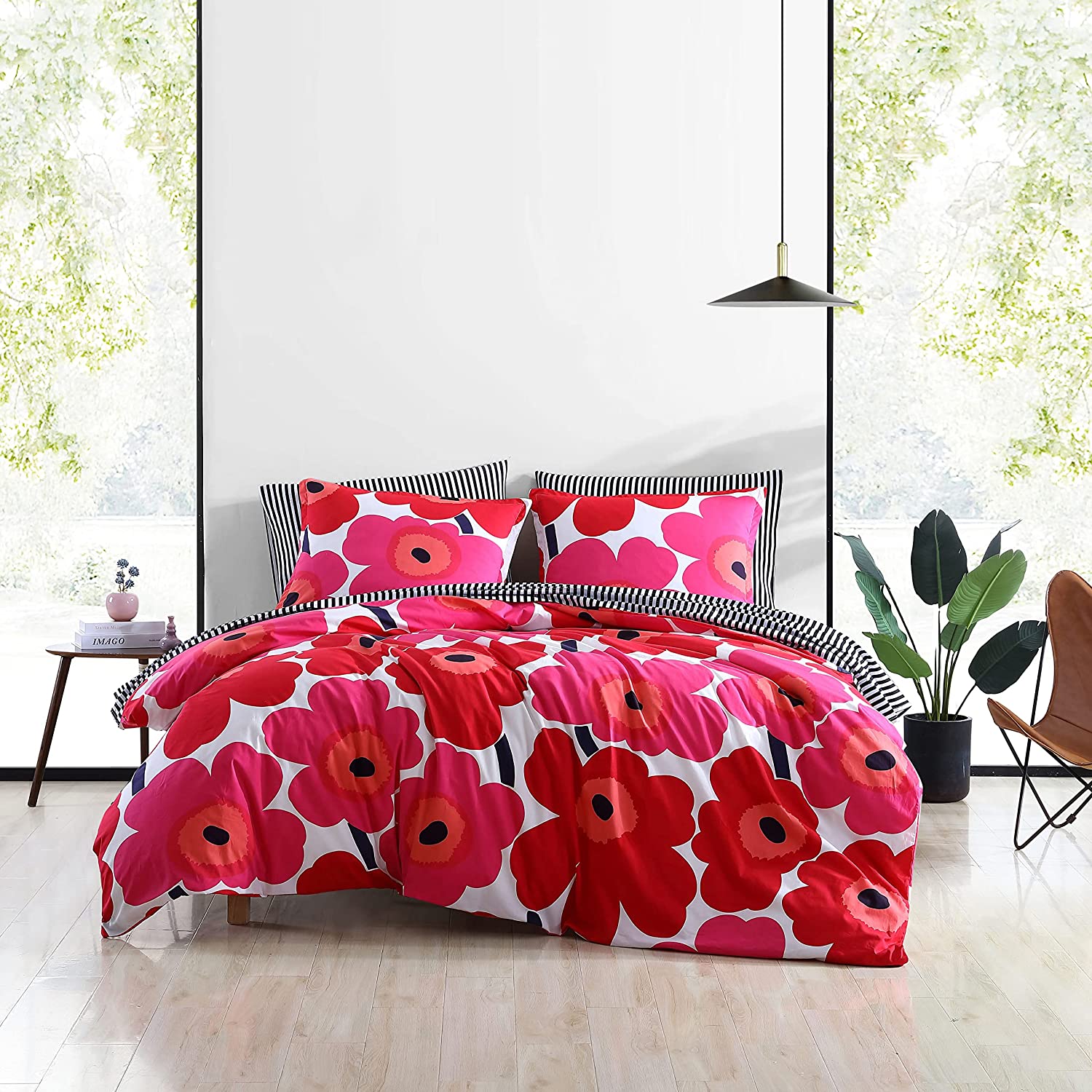 Price:$221.46 Cotton Percale 7pc Duvet & Sheet Set - Crisp & Breathable Bedding, Softens with Each Wash, Full, Unikko Red : Home & Kitchen