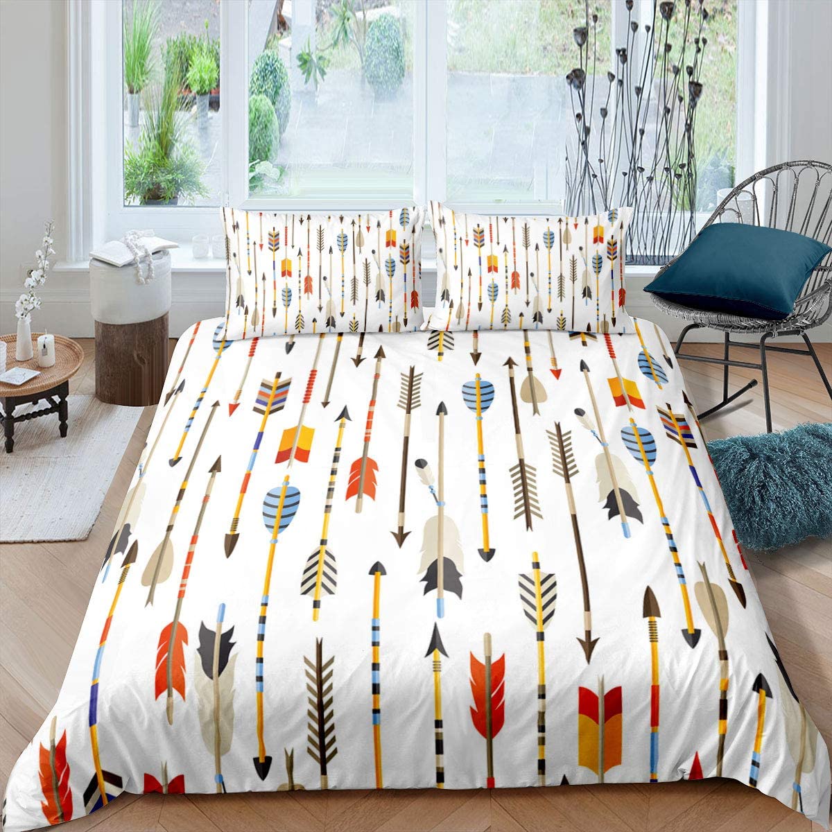 Price:$15.99 Duvet Cover Twin Size Colorful Pattern Bedding Set Exotic Tribal Style Comforter Cover with Zipper Ties Feather Printed Farmhouse Decor Soft Bedspread for Adult Women Teen Boys : Home & Kitchen