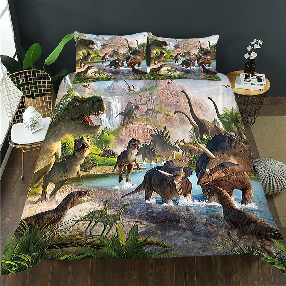 Price:$29.90 3D Dinosaur Duvet Cover boy Bedding Quilt Cover Microfiber Teenager Adult Bedding with Two Pillowcases，Full Size,with Zipper(BLG29,Queen 88"x 88") : Home & Kitchen