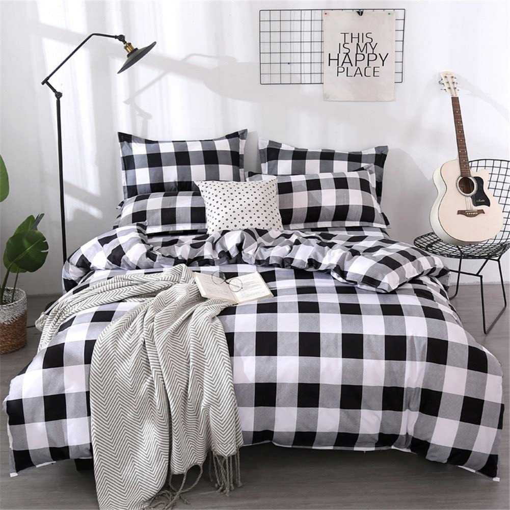 Price:$26.99 Queen Duvet Cover Set Buffalo Check Plaid Geometric Checker Pattern Printed in Gray Grey and White 3 Pieces Bedding Set with Zipper Closure Soft Microfiber Simple Style Comforter Cover : Home & Kitchen