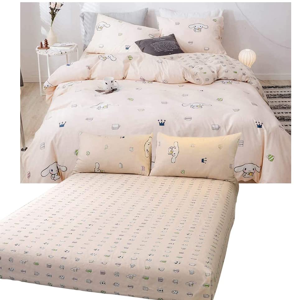 Price:$73.90 Cinnamoroll Print 4 PCS Bedding Set 【1 Queen Duvet Cover + 2 Standard Pillowcases + 1 Queen Fitted Sheet】 : Home & Kitchen