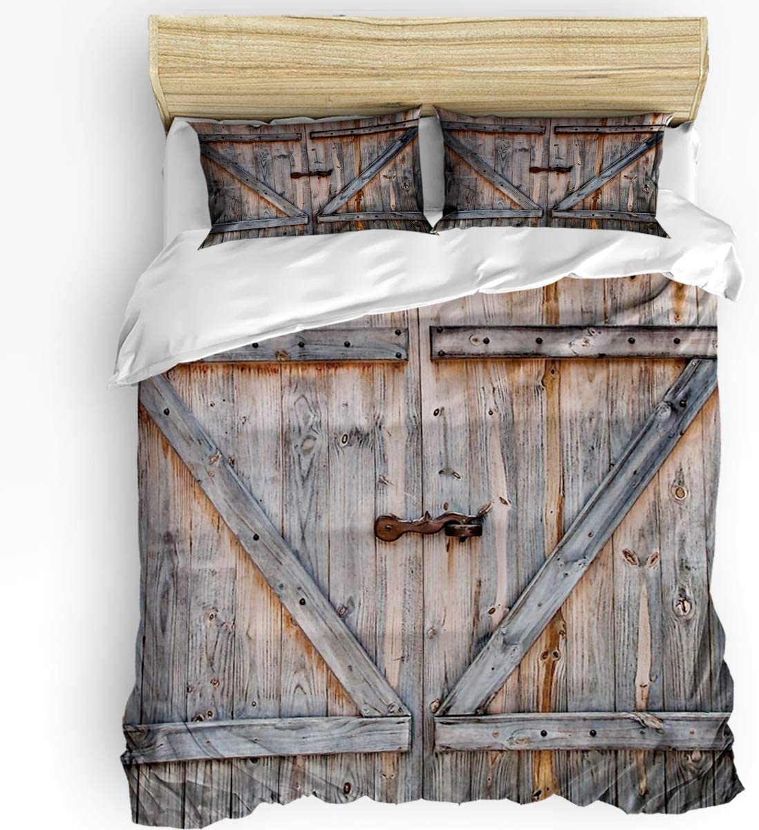 Price:$50.99 buy store California King Size 3 Pcs Duvet Cover Sets Rustic Country Barn 1 Bedspread 2 Pillow Cases, Wood Door Lightweight Comforter Cover Set Bedding Decoration for Kids Childrens Adults : Home & Kitchen