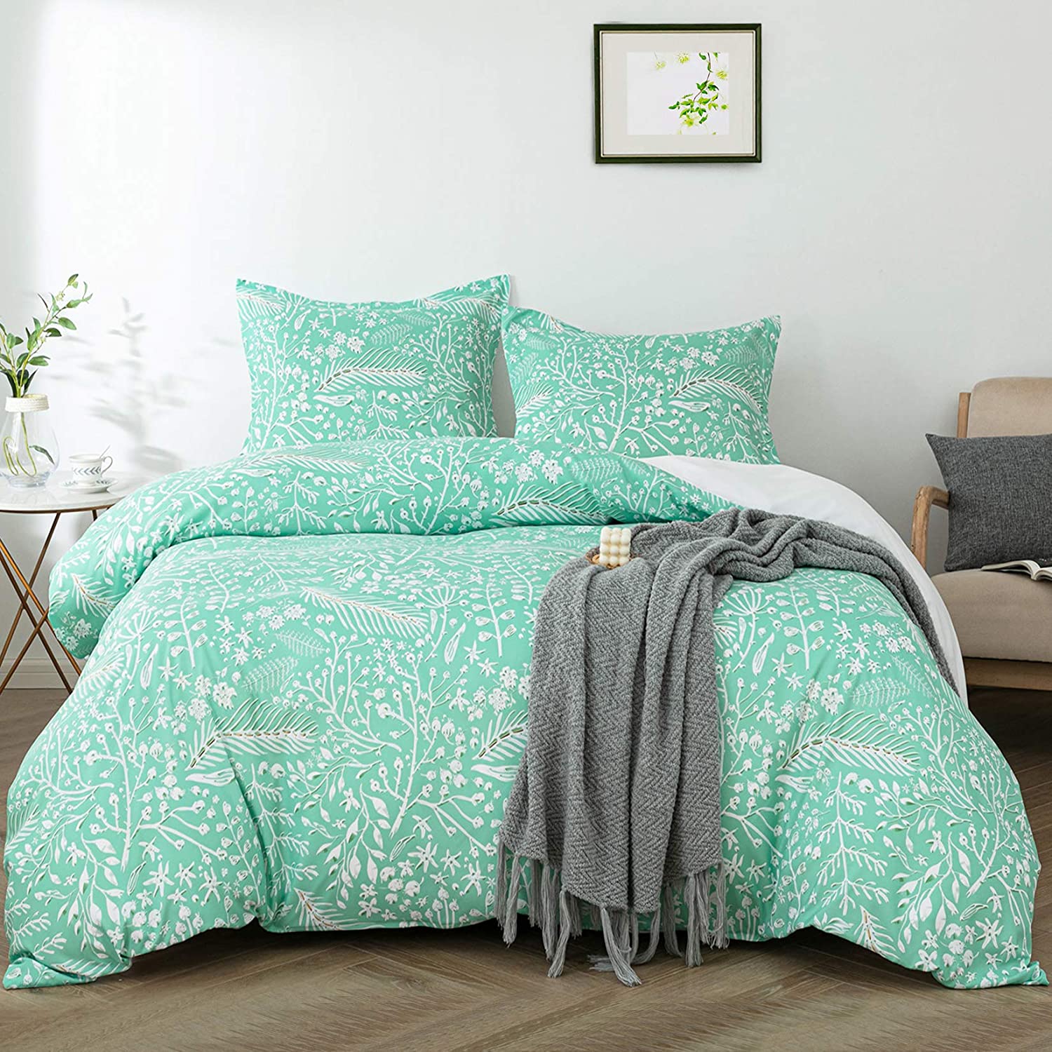 Price:$36.99 Duvet Cover 3 Pieces Set Queen/Full Size (90"x90"), Soft Microfiber Comforter Cover Bedding Sets (1 Duvet Cover + 2 Pillow Shams), Cyan Sea Printed Pattern : Home & Kitchen