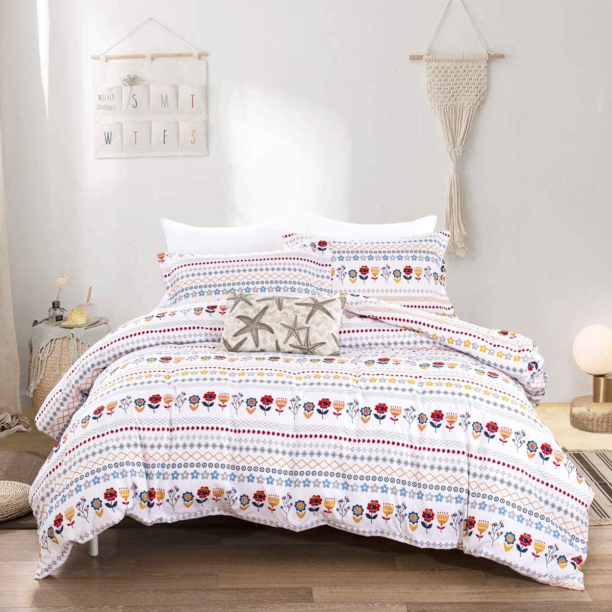 Price:$22.99 Duvet Cover Queen Floral Striped Duvet Cover Set 3 Pieces Soft Comforter Cover with 2 Pillow Shams Reversible Microfiber Bedding Duvet Cover with Zipper Closure Queen 90"x90" : Home & Kitchen