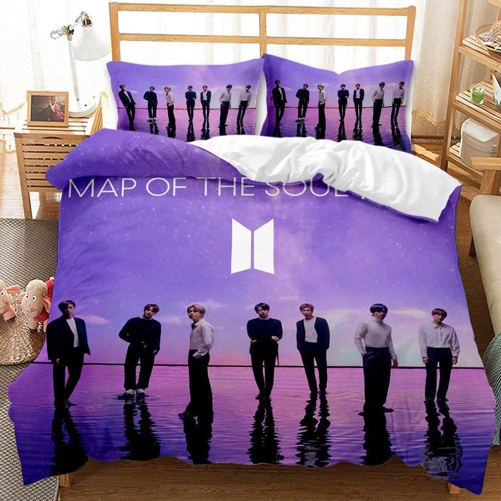 Price:$75.99 BTS Bedding Set Galaxy Jimin SUGA V Rap J-Hope Jungkook Duvet Cover Set for Teens Girls Purple King Size 1 Duvet Cover 2 Pillowcases (Full (79x90)) : Home & Kitchen
