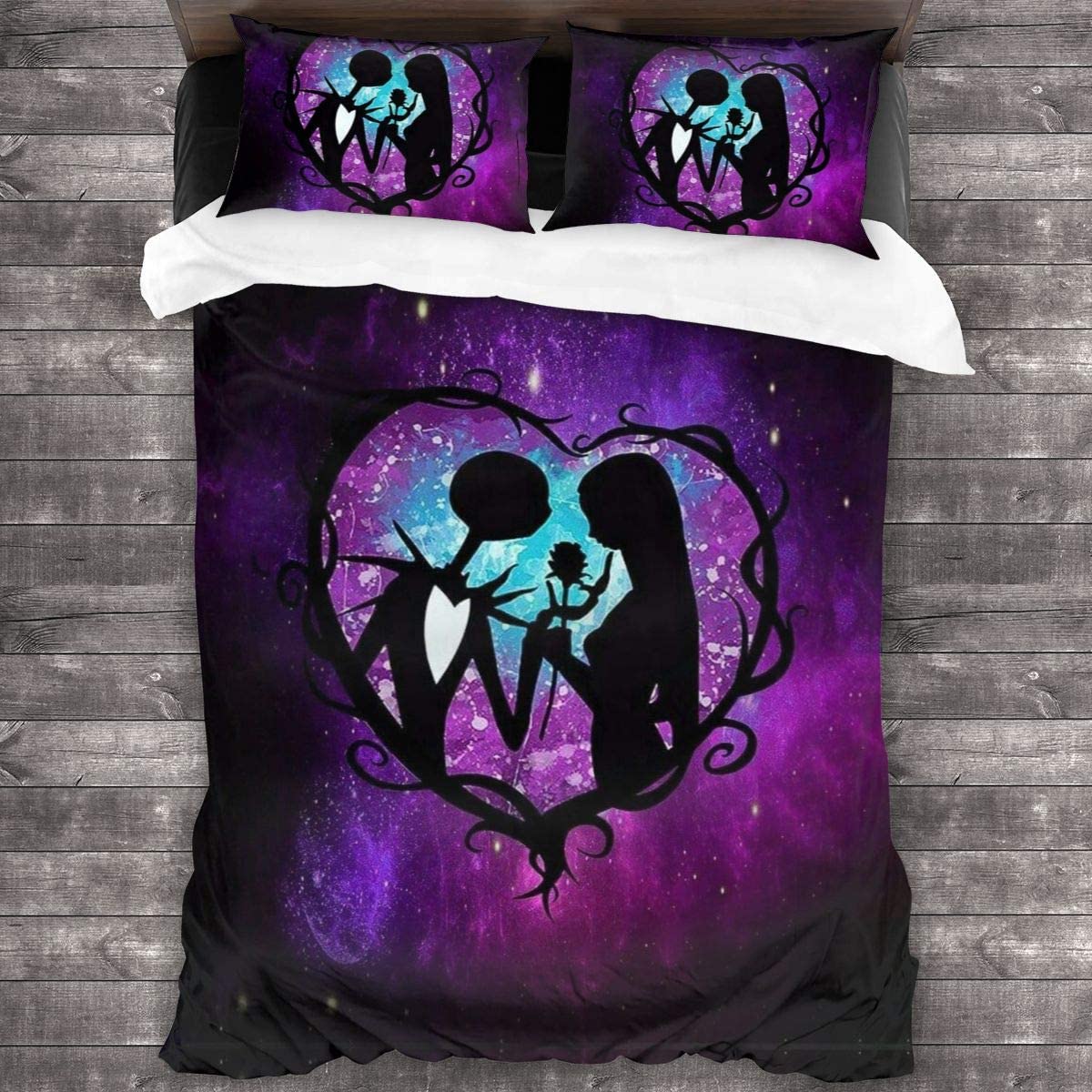 Price:$59.99 Skull Bedding Set King Purple The Ni-GHT-mare Before Christmas Printed Duvet Cover Set Soft Microfiber Bedding with 2 Pillowcases for Adults 86"X 70" : Home & Kitchen
