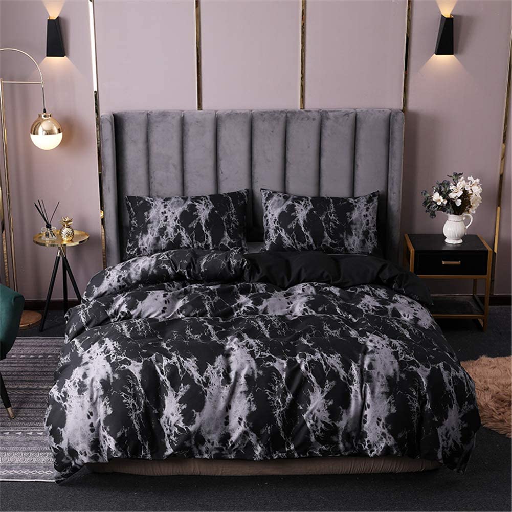 Price:$45.69 Black Marble Duvet Cover King Size Marble Quilt Cover Printed Bedding Set Black King (1 Duvet Cover + 2 Pillow Shams No Comforter) : Home & Kitchen