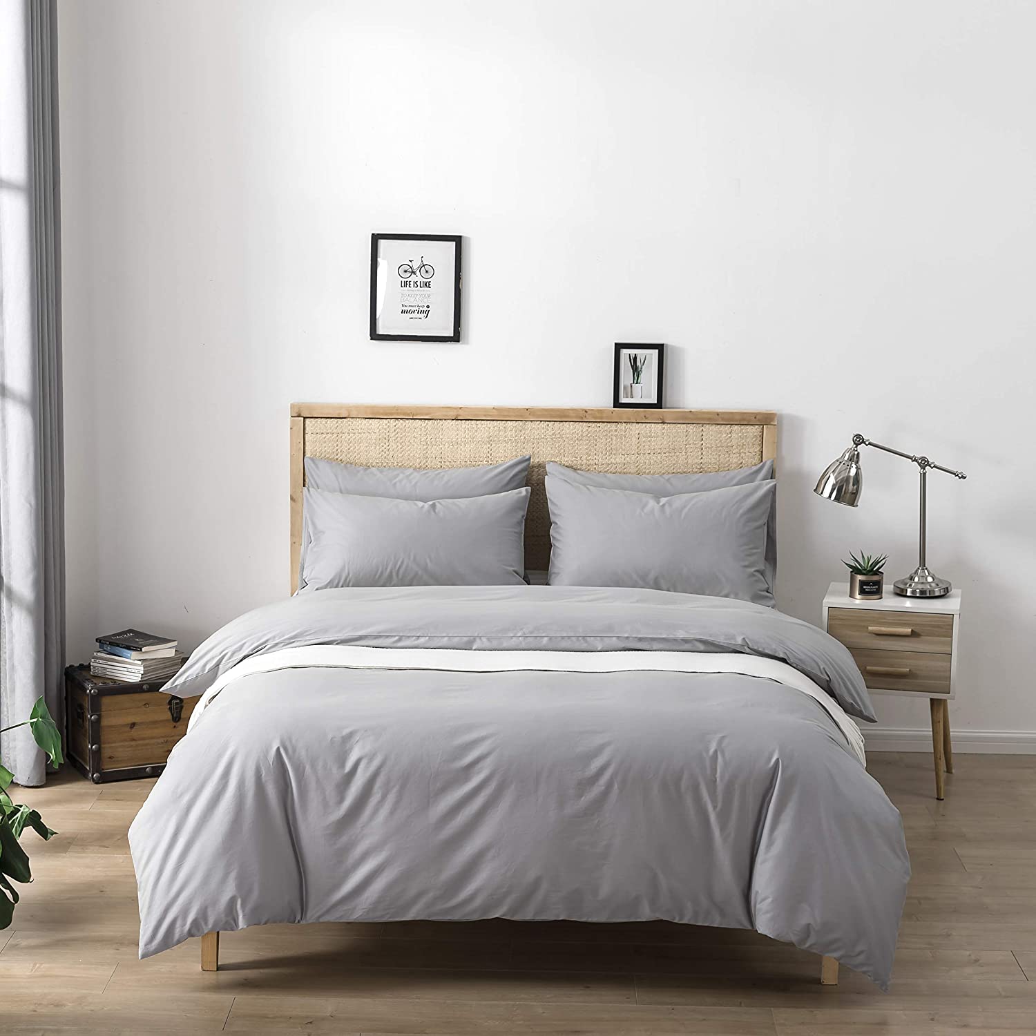 Price:$43.99 Moment 3 Pieces Bedding Duvet Cover Set, 100% Cotton Duvet Cover Sets, Ultra Soft and Easy Care, Duvet Cover Set with Zipper Closure and Corner Ties - Grey King Size : Home & Kitchen