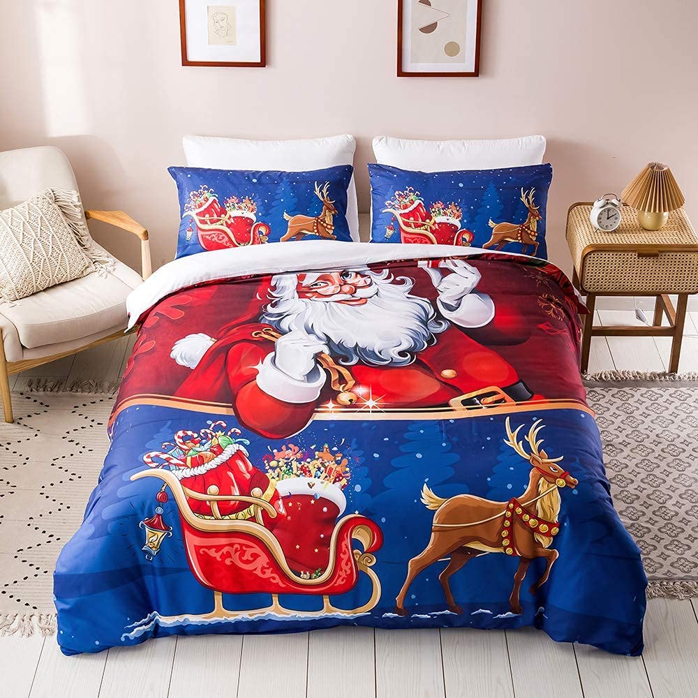 Price:$39.99 Duvet Cover Twin Set 3 Piece Santa Duvet Cover Santa Claus Print Decorative Bedding Set for New Year Holidays 3 Piece Bedding Set with 2 Pillow Shams : Home & Kitchen