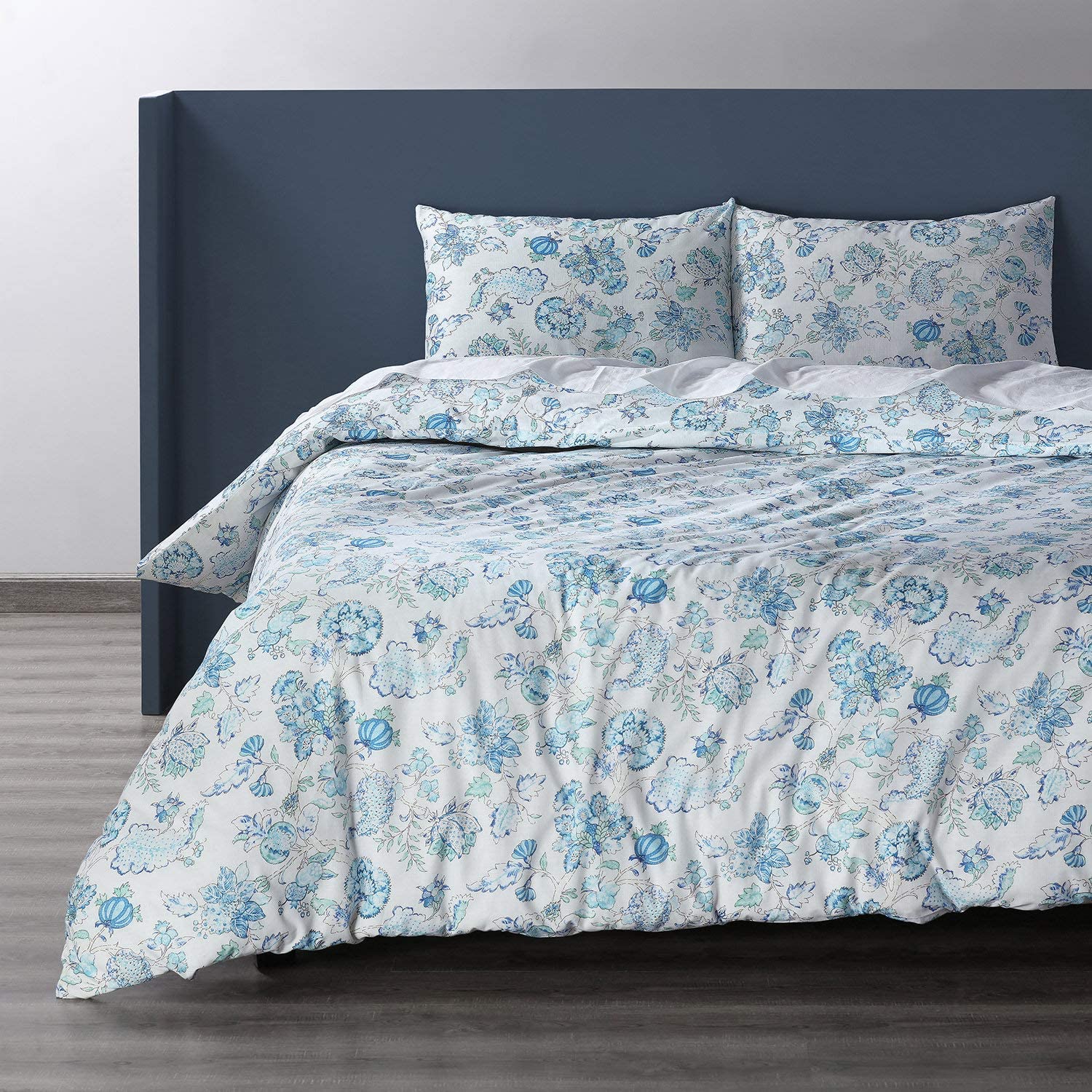 Price:$46.99 Fabrics Furnishings Merriweather Blue Cotton Double Slub Linen Weave Duvet Set, Queen : Home & Kitchen