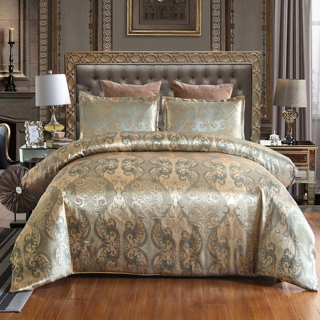 Price:$38.90 Damask Bedding Queen 3 Pcs Duvet Cover Set Ultra Soft Duvet Quilt Cover Girls Boys Bedding,Rose Gold : Home & Kitchen