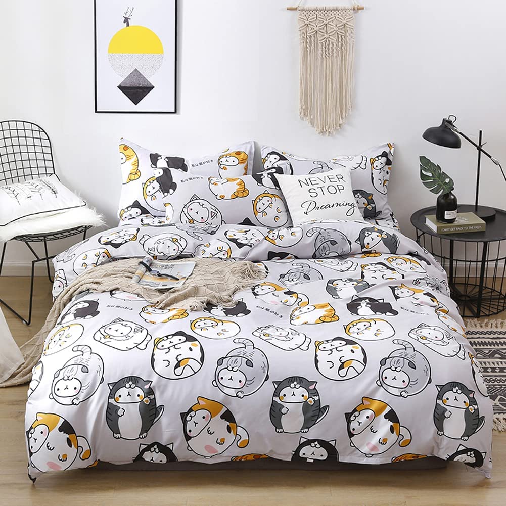 Price:$31.90 Duvet Cover Queen, Yellow and Grey Cute Cartoon Bedding Set, 3 Pieces Soft Lightweight Microfiber Comforter Cover with Zipper Ties, 1 Cute Duvet Cover & 2 Pillowcase, No Comforter : Home & Kitchen