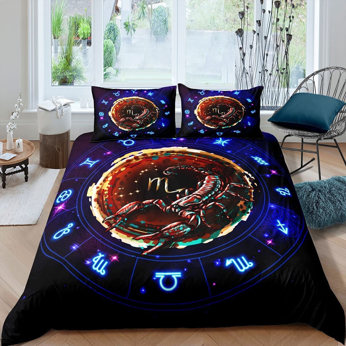 Price:$35.99 Scorpio Duvet Cover Set 12 Constellations Bedding Set 2pcs for Kids Boys Girls Western Astrology Zodiac Comforter Cover Microfiber Bedspread Cover with 1 Pillow Case(No Comforter) Twin Size : Home & Kitchen