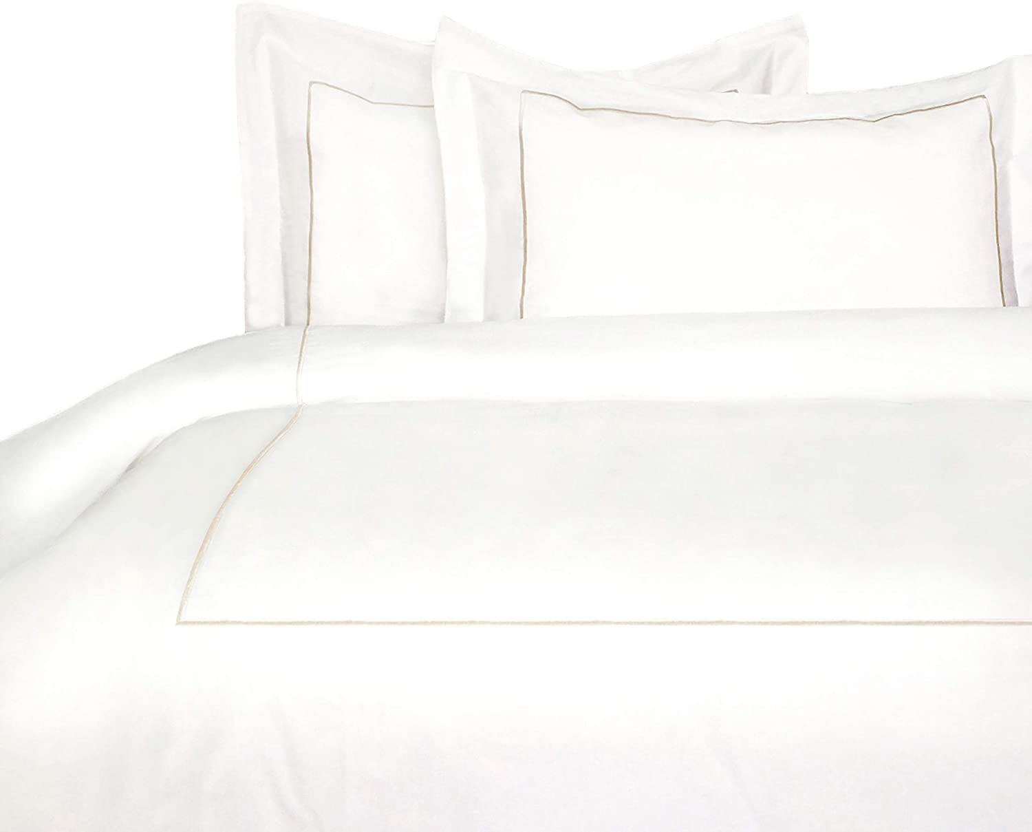 Price:$70.63 Home Percale Cotton Single Stripe Embroidery Duvet Set, Twin, Ivory on White : Home & Kitchen