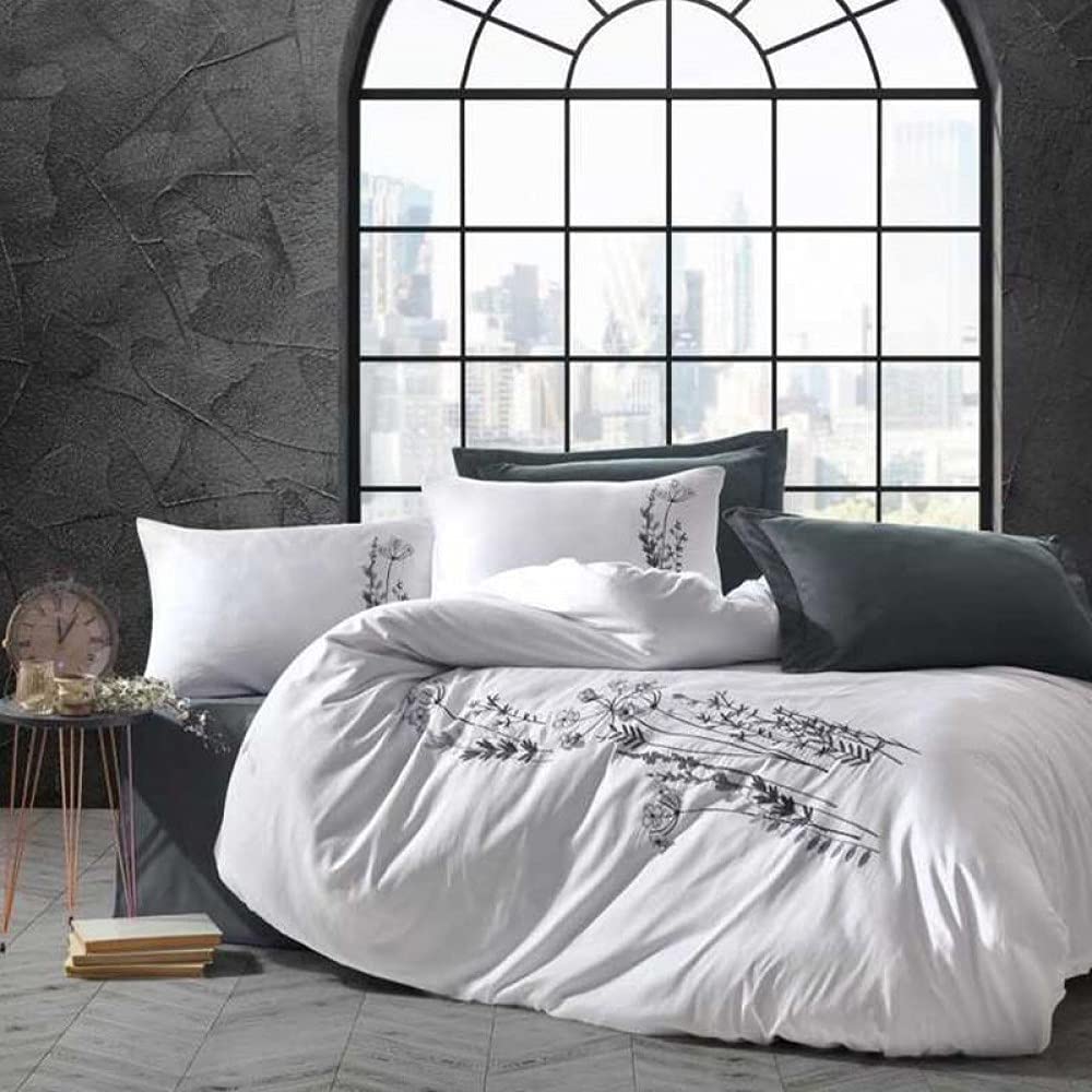 Price:$249.99 Nature - Prime Quality Duvet Cover, Queen Size, Hotel Collections, Super Soft 100% Cotton 6 Piece Modern Bedding Duvet Cover Set, Bedding Set (White) : Home & Kitchen
