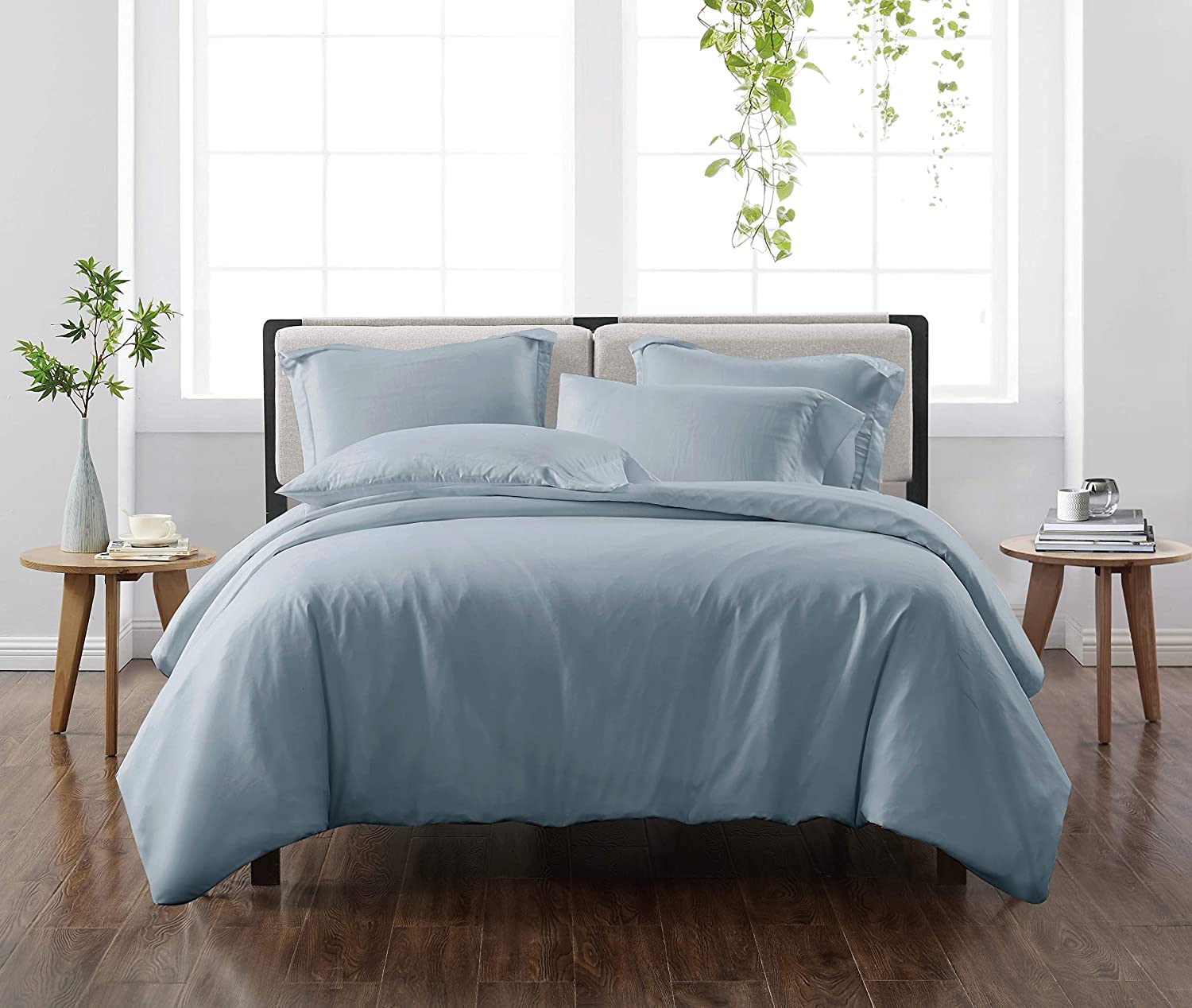 Price:$53.57 - Solid 3 Piece Duvet and Sham Set Heritage Collection, Easy Care Microfiber - King - Blue : Home & Kitchen