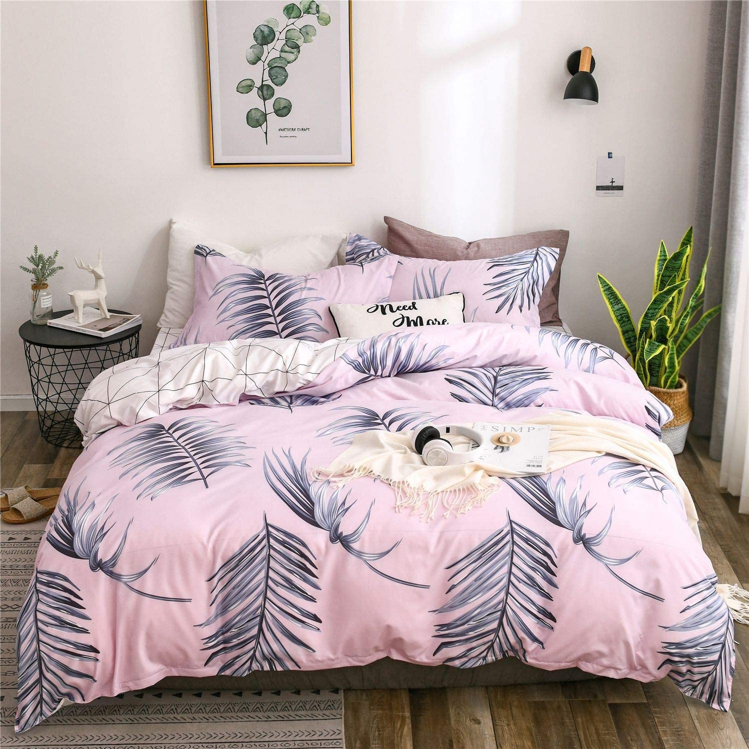 Price:$19.99 Duvet Cover King Set with Zipper 3 Piece (1 Duvet Cover + 2 Pillow Shams) Printed Bed Set Super Soft Microfiber Bedding : Home & Kitchen