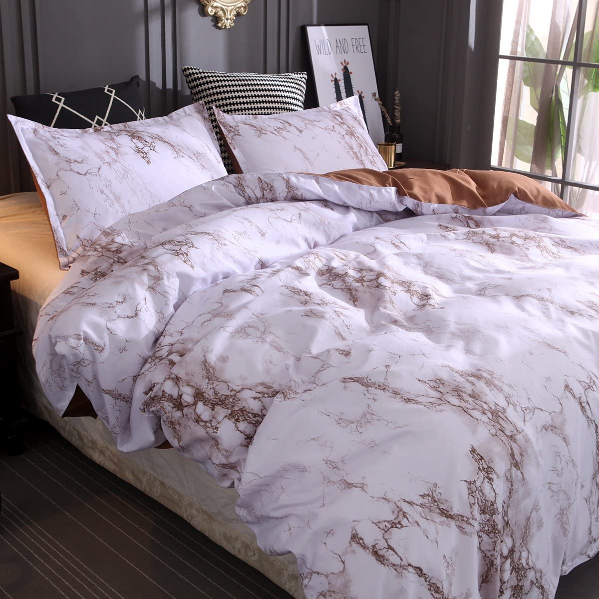Price:$18.99 Twin Bedding Duvet Cover Set Coffee Reversible Marble Luxury Microfiber Lightweight Down Comforter Quilt Cover with Zipper Closure Best Organic 2PCS : Home & Kitchen