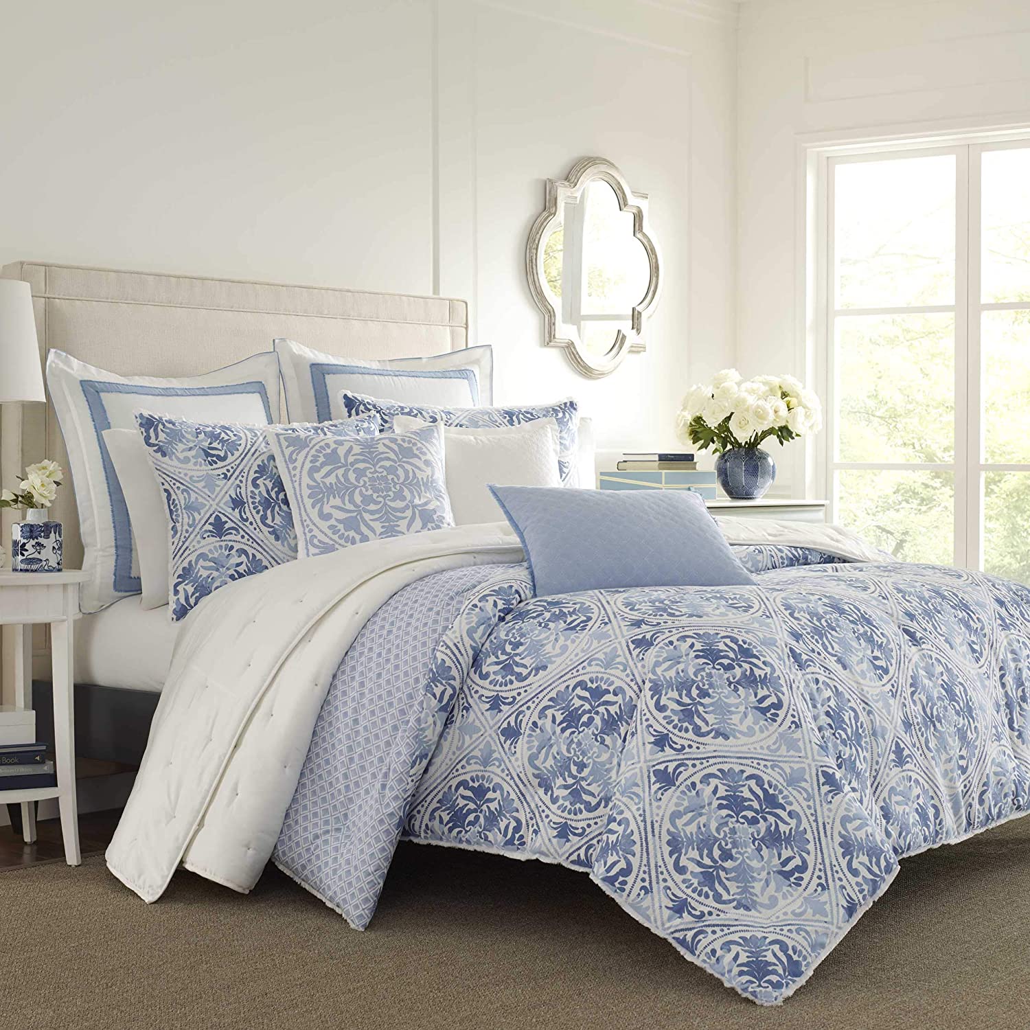 Price:$76.99 Ashley | Mila Collection | Duvet Set-Ultra Soft All Season Bedding, Reversible Stylish Bedspread with Matching Sham(s), Twin, Blue : Home & Kitchen