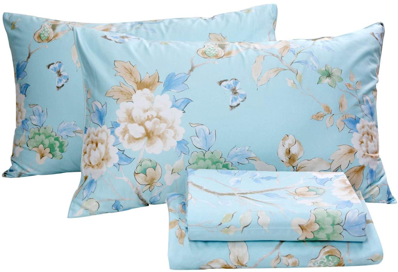 Price:$109.00 Floral Bedding Shabby Blue Bird Print Bed Sheet Set Luxury Bedding Collections 800 Thread Count 100% Egyptian Cotton Deep Pocket, 4 Piece-Queen Size : Home & Kitchen