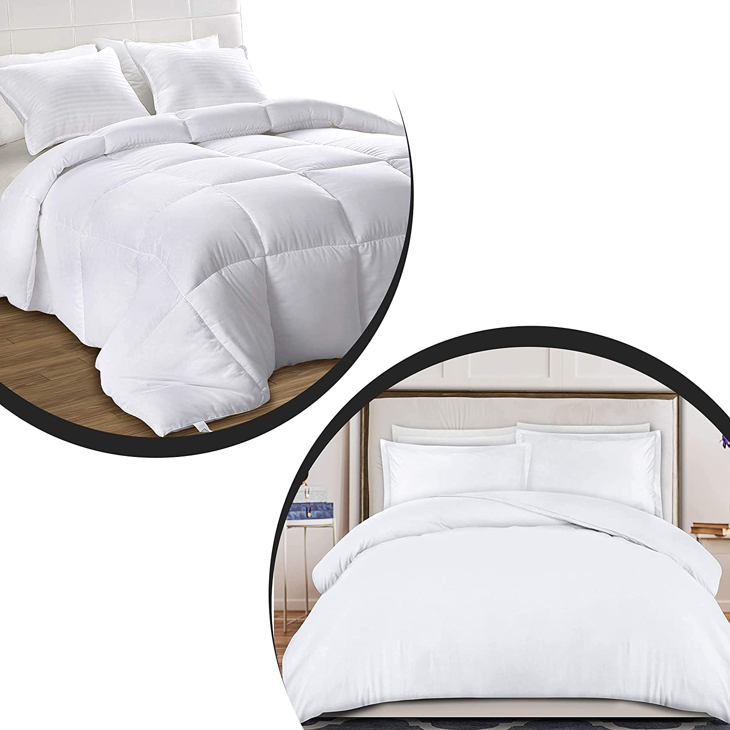Price:$41.49 Bedding 1 All Season Queen Comforter Duvet Insert with 1 Queen Duvet Cover Set (White) : Home & Kitchen