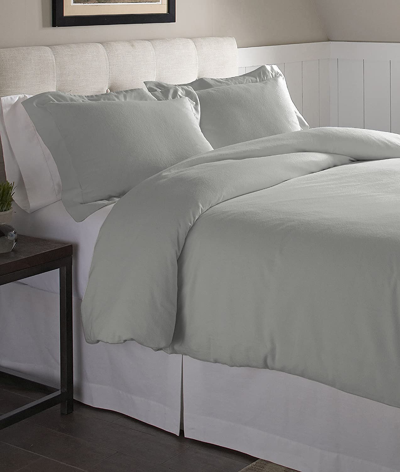 Price:$59.99 Flannel Oversized Duvet Set, Full/Queen, Heather Grey : Home & Kitchen