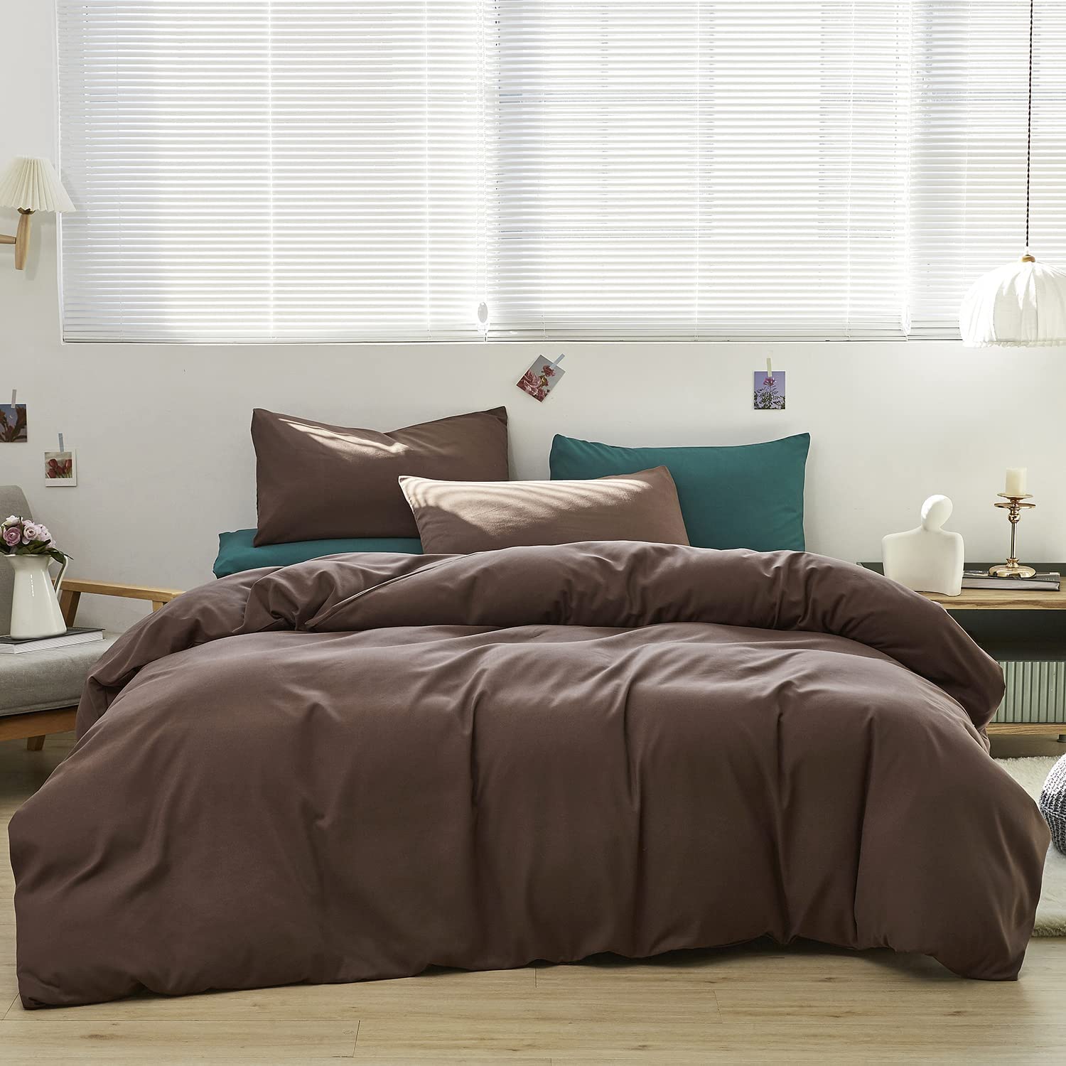 Price:$58.50 Brown Duvet Cover Set Queen Coffee Color Bedding Cover Set Women Solid Dark Brown Duvet Cover Breathable 3 Pieces Comforter Cover Set Zipper Closure : Home & Kitchen