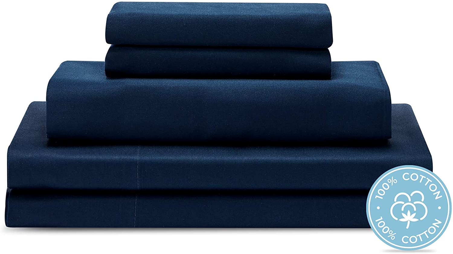 Price:$39.99 100% Cotton Queen Sheet Set 4 Piece - Long-Staple Combed Pure Cotton - Luxury Hotel Soft Cozy Bed Sheets (Navy Blue, Queen) : Home & Kitchen