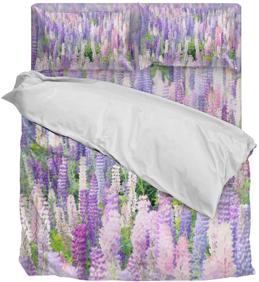 Price:$80.99 Sunflower 4 Piece Duvet Cover Bedding Set King Size, Watercolor Floral Lavender Pattern Luxury Soft Bedding Set Comforter Cover (1 Duvet Cover + 1 Bed Sheets + 2 Pillowcases) : Home & Kitchen