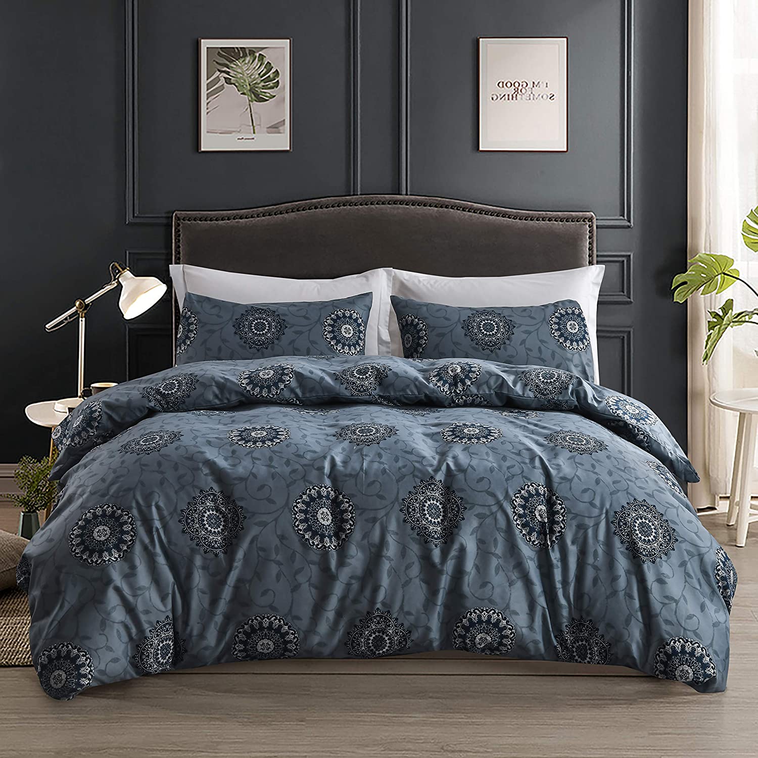Price:$28.99 Bohemian Duvet Cover Set Microfiber Lightweight Full/Queen Comforter Set 90"x90" 1 Duvet Cover and 2 Pillow Shams 3PCS Hotel Blue Bedding Set : Home & Kitchen
