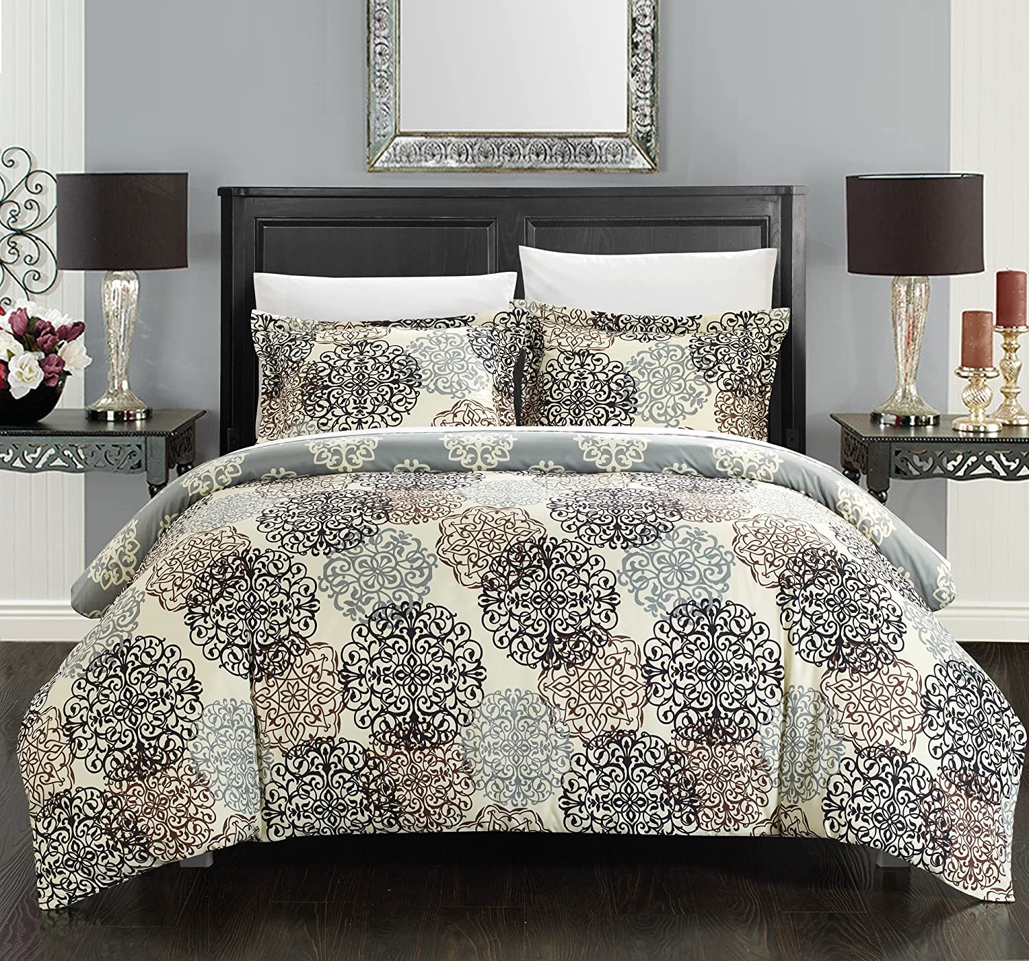 Price:$50.95 Home 3 Piece Jerome Boho Inspired Reversible Print Duvet Set, King, Beige (DS3330-AN) : Everything Else