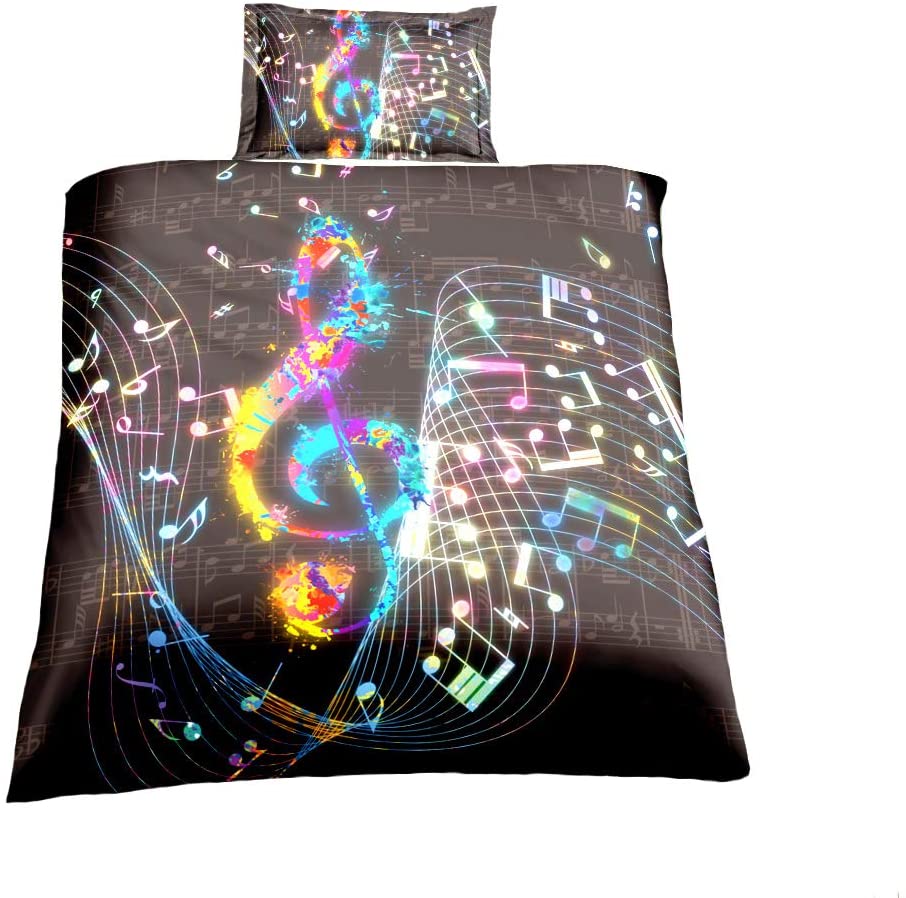 Price:$21.35 Colorful Music Note Duvet Cover Set, Treble Clef Colorful Home Textiles Kids Bedding Set. Included: 1 Duvet Cover, 1 Pillowcase(no Comforter Inside) (Twin) : Home & Kitchen