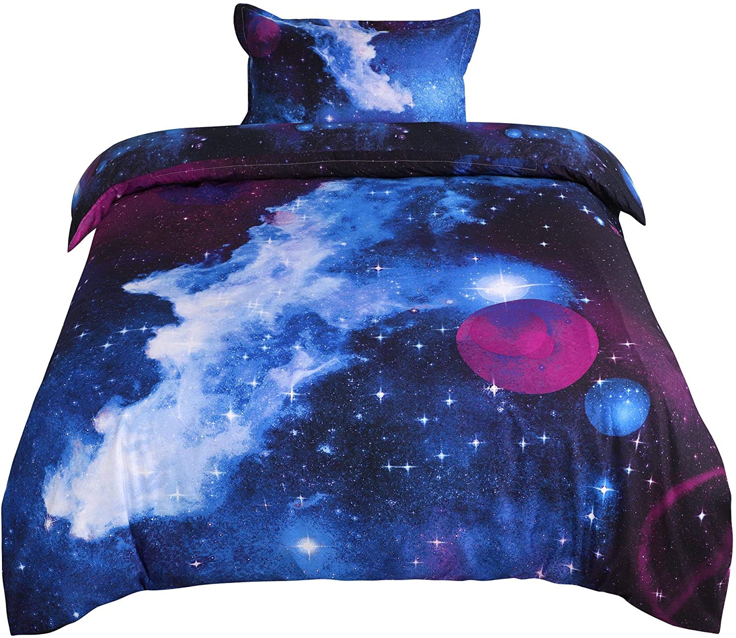 Price:$22.39 2-Piece Galaxies Sky Blue Pattern Comforter Duvet Cover Sets - 3D Printed Space Themed - All-Season Reversible Design - Includes 1 Duvet Cover, 1 Pillow Sham : Home & Kitchen