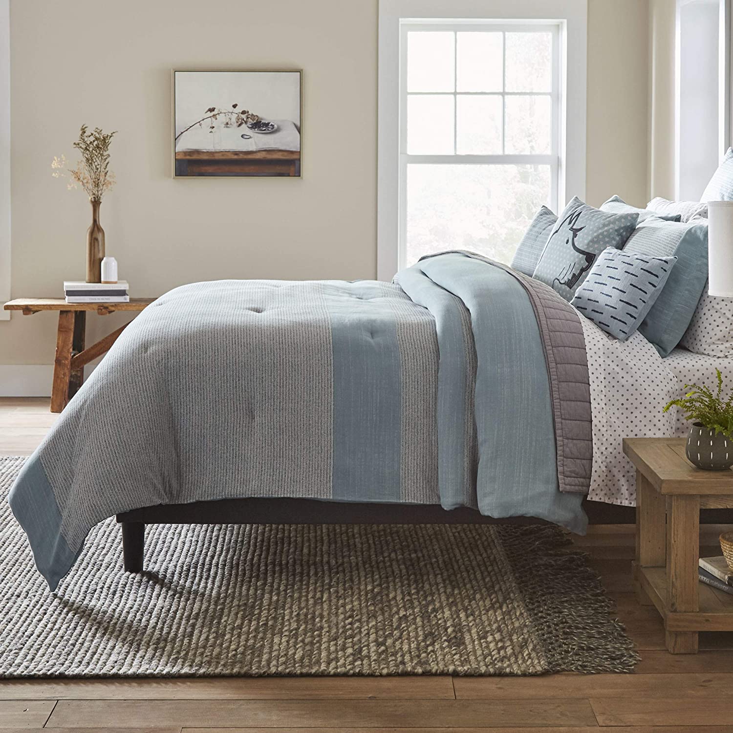 Price:$79.42 Ellen DeGeneres Riverside Duvet Cover Set, King, Blue : Home & Kitchen