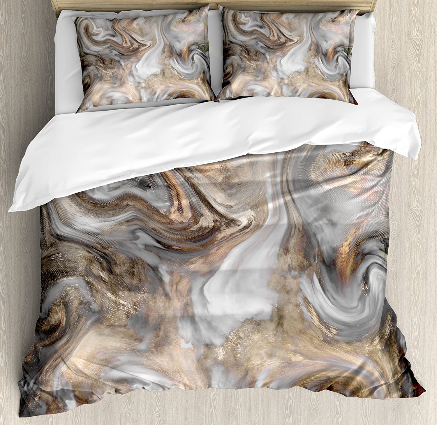 Price:$79.95 Marble Duvet Cover Set, Retro Style Paintbrush Colors in Marbling Texture Watercolor Artwork, Decorative 3 Piece Bedding Set with 2 Pillow Shams, Queen Size, Sand Brown : Home & Kitchen