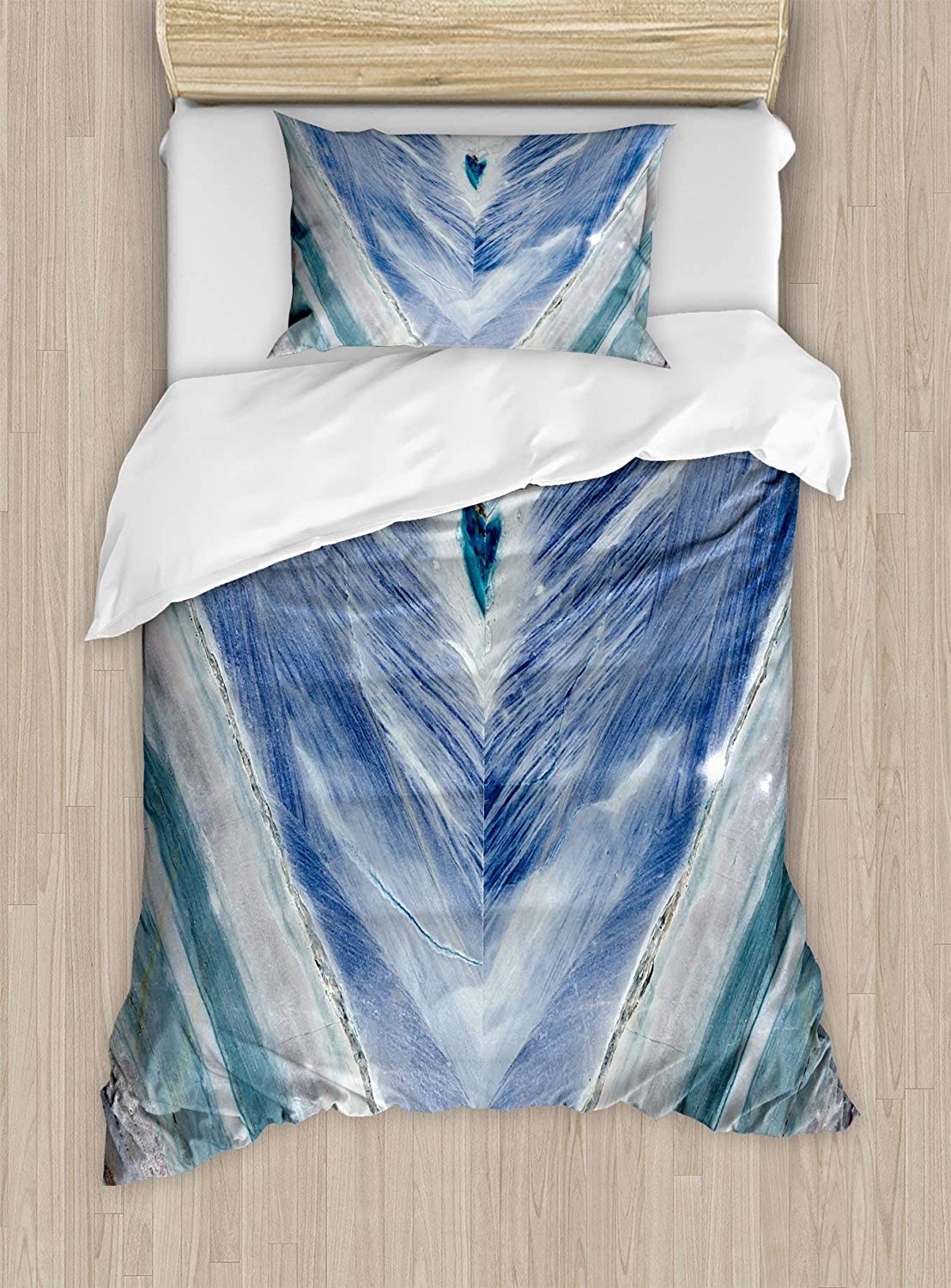 Price:$79.98 Duvet Cover Set, Onyx Stone Tribal Style with Color Elements Agate Pattern, Decorative 2 Piece Bedding Set with 1 Pillow Sham, Twin Size, Grey Blue : Home & Kitchen