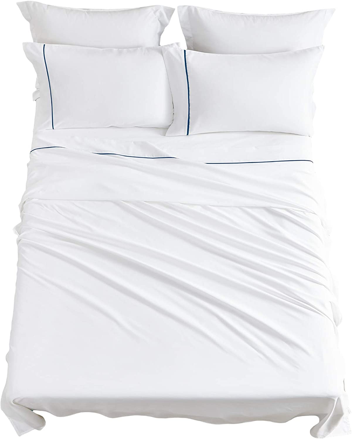 Price:$37.99 King Size Sheets Set 6 PC- Deep Pocket Bed Sheets King Soft Brushed Microfiber, Hotel Luxury Bed Sheets Set, Wrinkle and Fade Resistant, White : Home & Kitchen