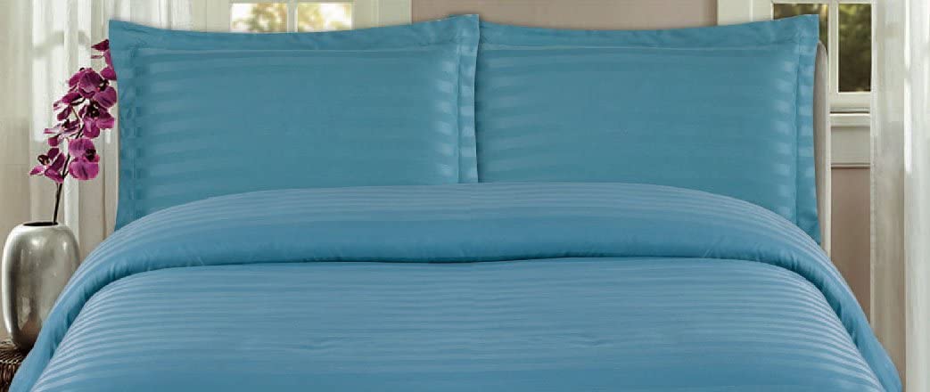 Price:$39.60 Damask Stripe Duvet Cover and Pillow Sham Set King, Dusty Blue : Home & Kitchen