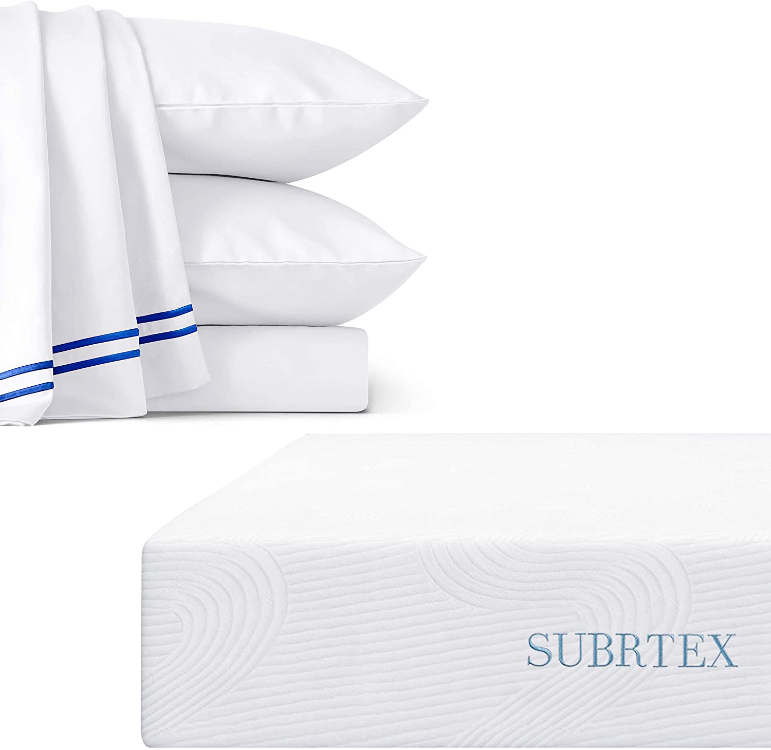 Price:$355.99 6-inch Mattress Topper with Covers California and 3-Piece Duvet Cover Set Bundle（White, King/California King : Home & Kitchen