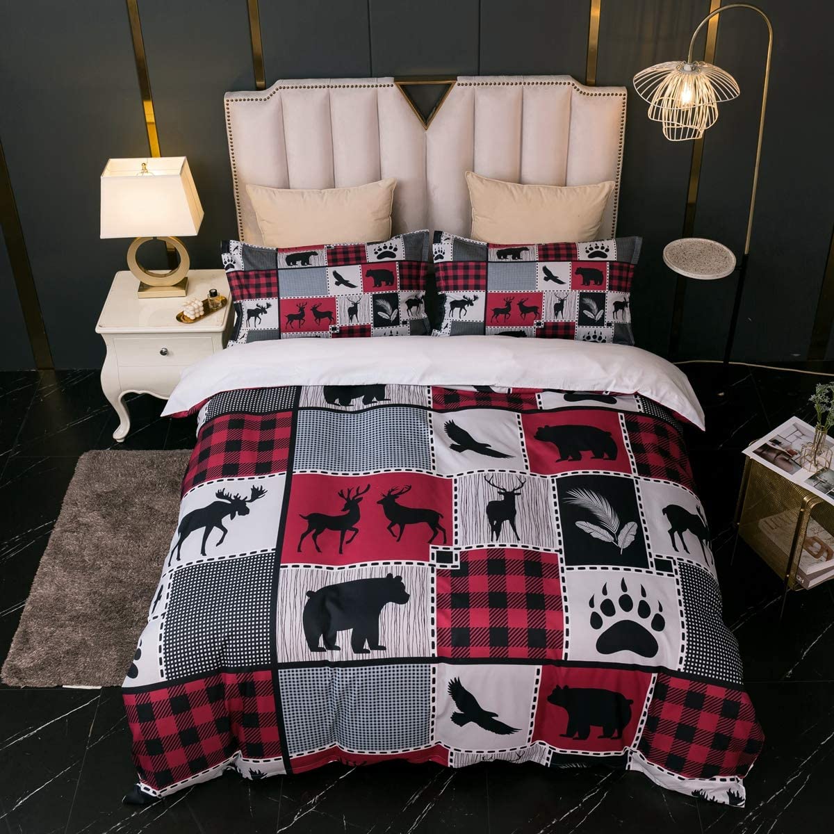Price:$31.00 Print Duvet Cover Set, Animal Square Twin Full Microfiber GSM90 Sets 3 Pieces (1 Duvet Cover + 2 Pillow Shams) (Twin) : Home & Kitchen