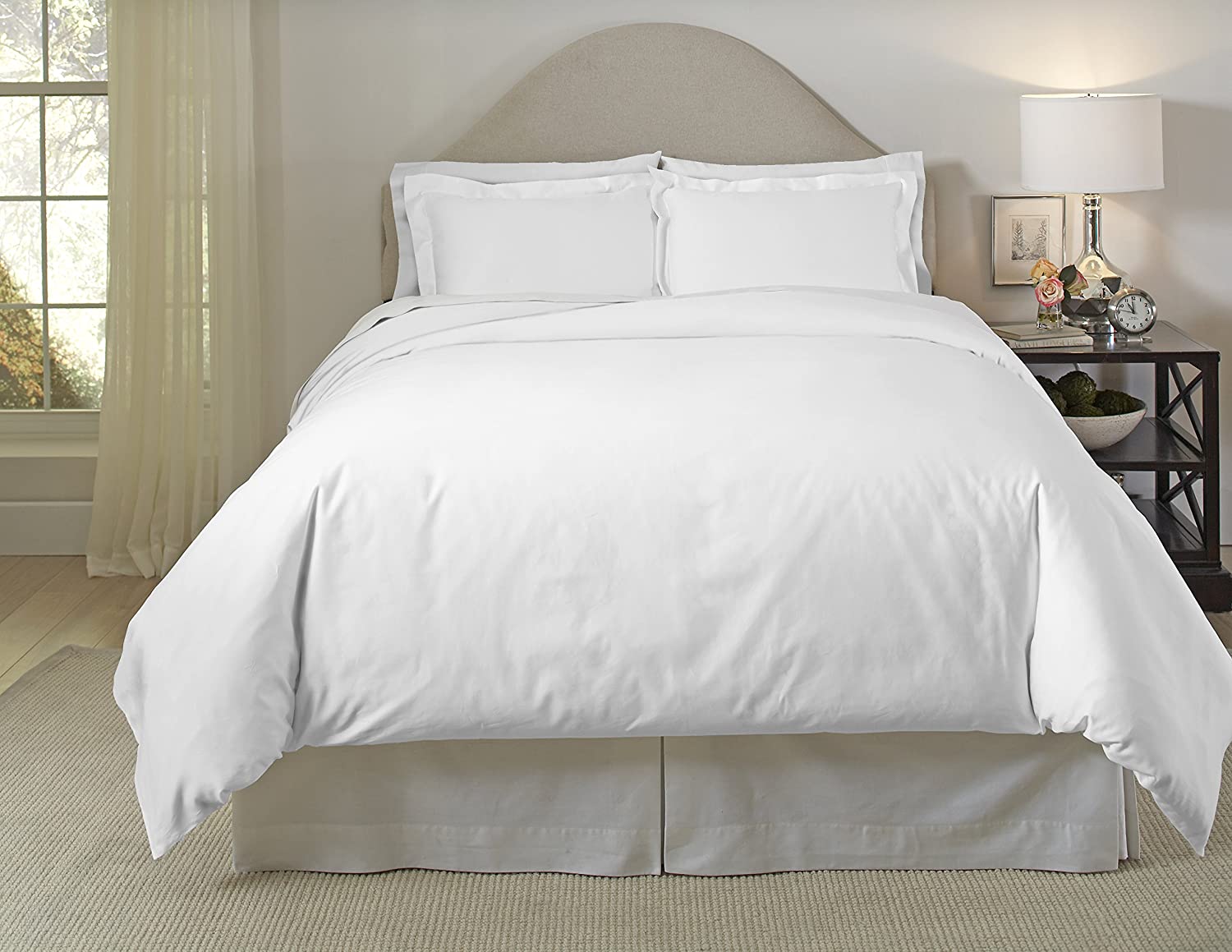 Price:$50.33 410TC Long Staple Cotton Oversized Duvet Set, Twin/Twin X-Large, White : Home & Kitchen