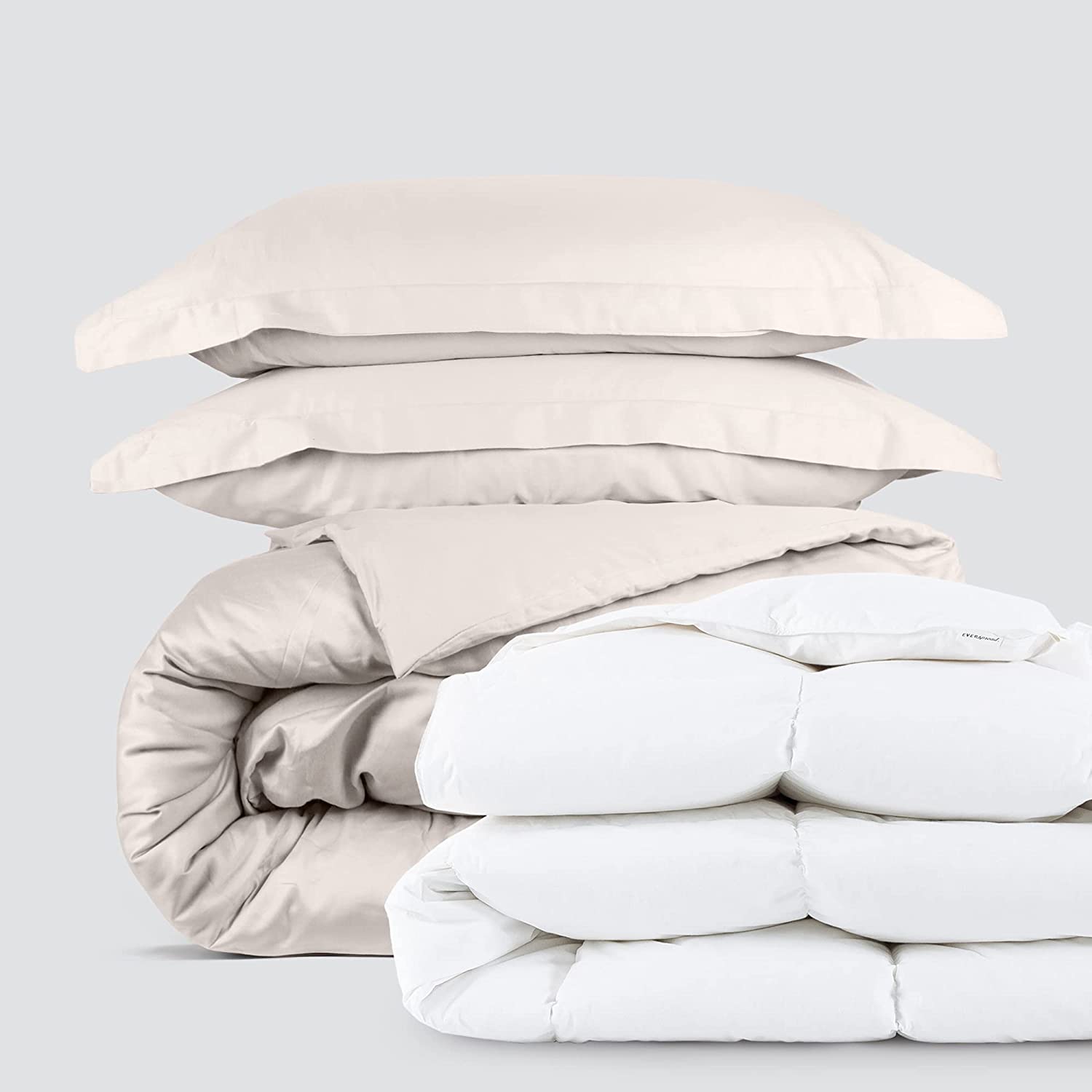 Price:$34.99 Ultimate Cotton Duvet Bundle - 3 Piece Duvet Set (Full, Beige) & Goose Down Comforter (Full) : Home & Kitchen