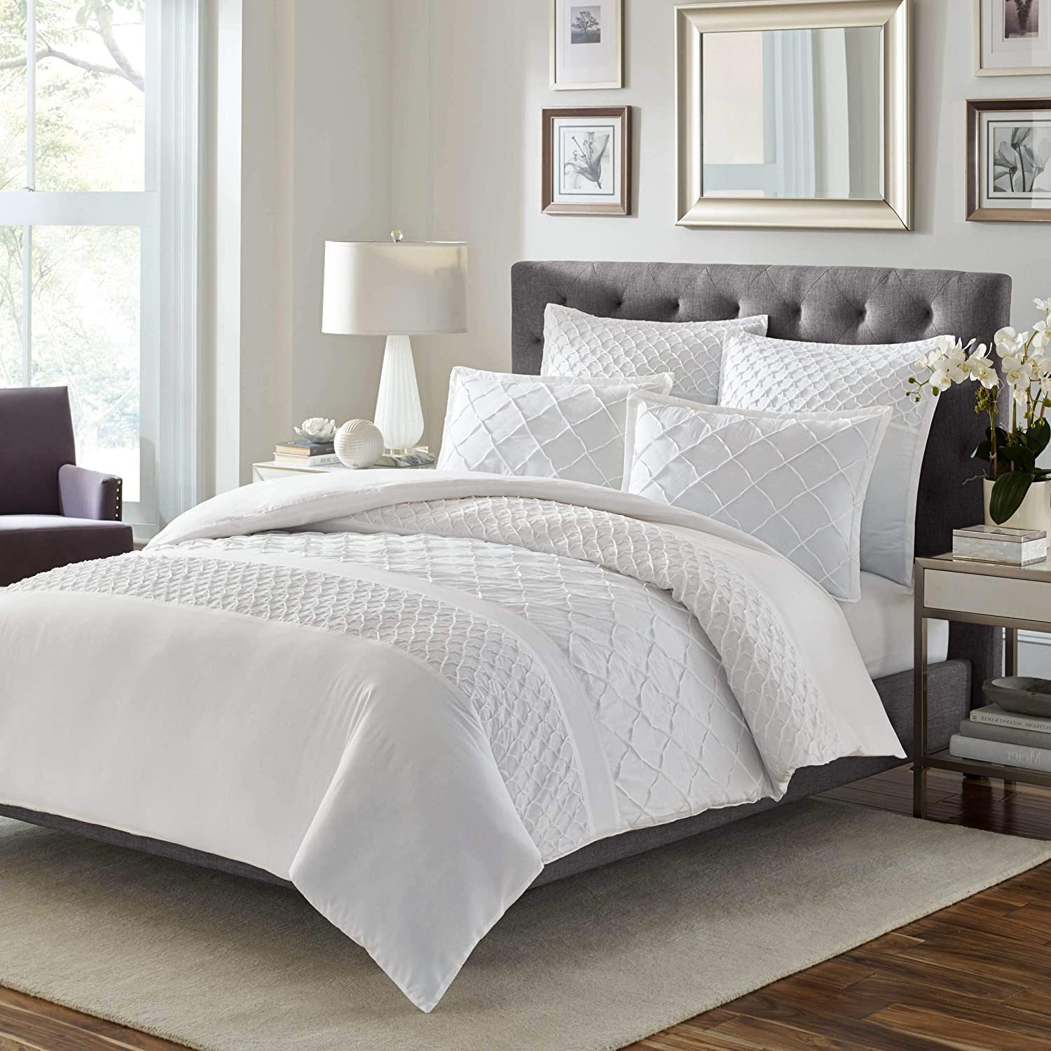 Price:$25.99 Cottage Mosaic Duvet Cover Set, Twin, White : Home & Kitchen