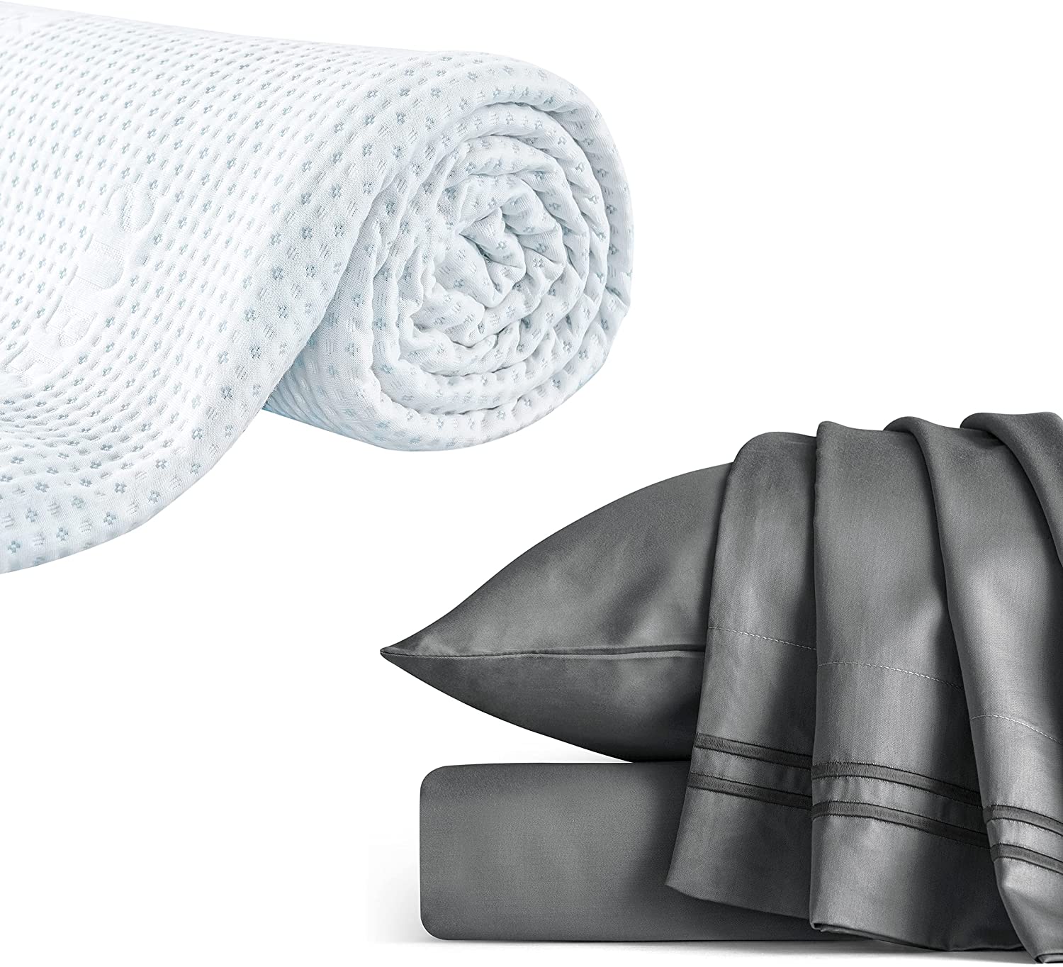 Price:$81.99 2 Inch Mattress Topper Cover and 3 PCS Bed Duvet Covers Sets Bundle (Queen,Gray) : Home & Kitchen