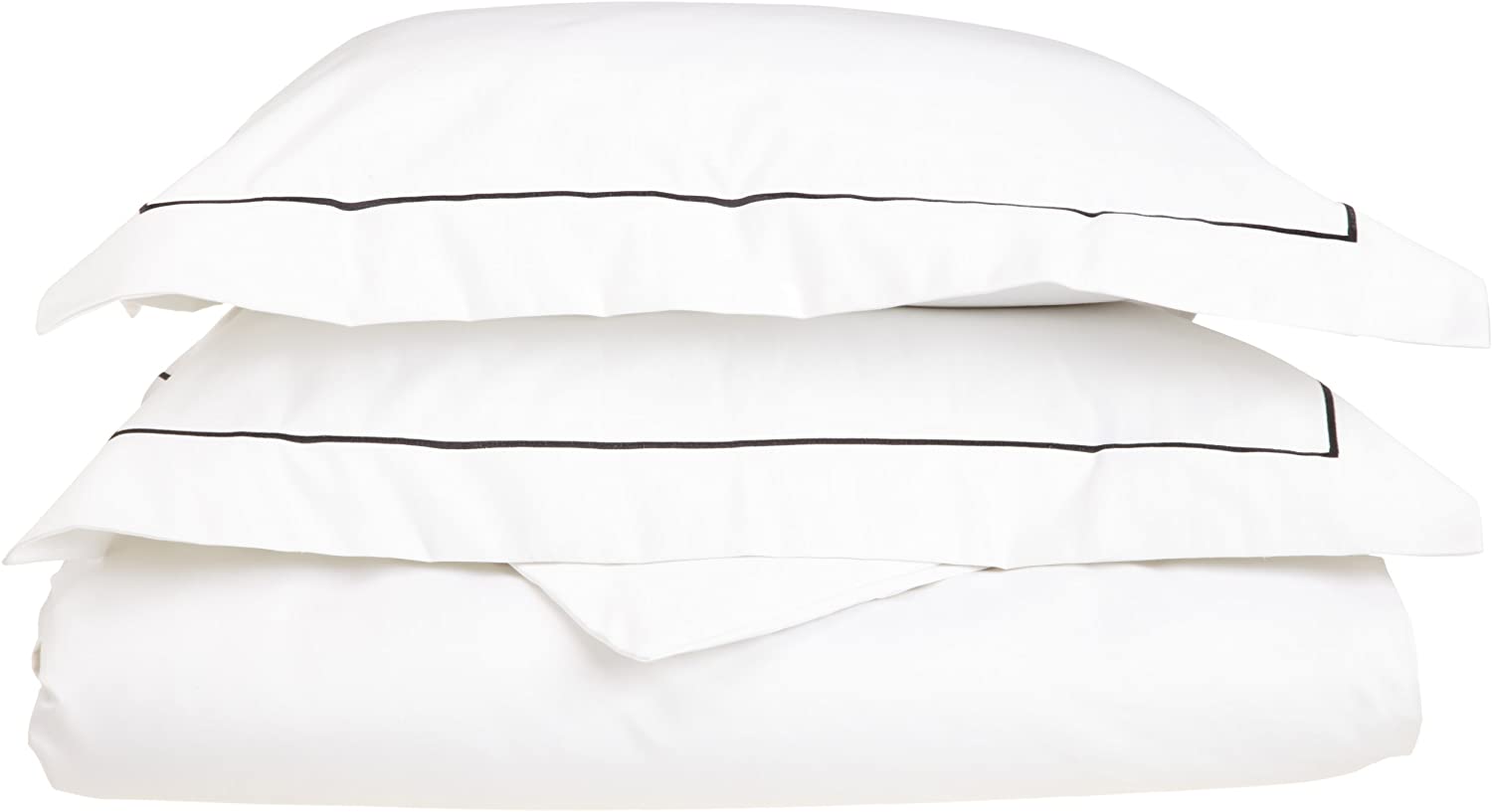 Price:$184.98 1600 Thread Count Long-Staple Combed Cotton Full/Queen Duvet Cover Set Solid, White with Black Trim : Home & Kitchen