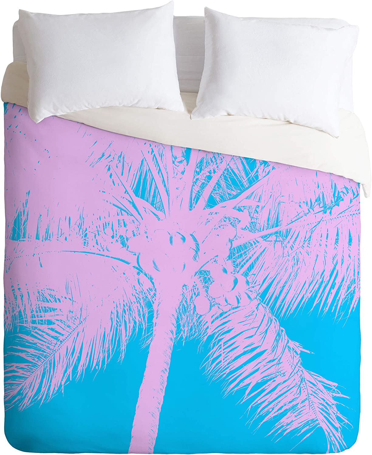 Price:$179.00 70591-dvqsek Nature Magik Palm Tree Summer Beach Teal Duvet Set with Pillowcase(s), King, Blue : Home & Kitchen