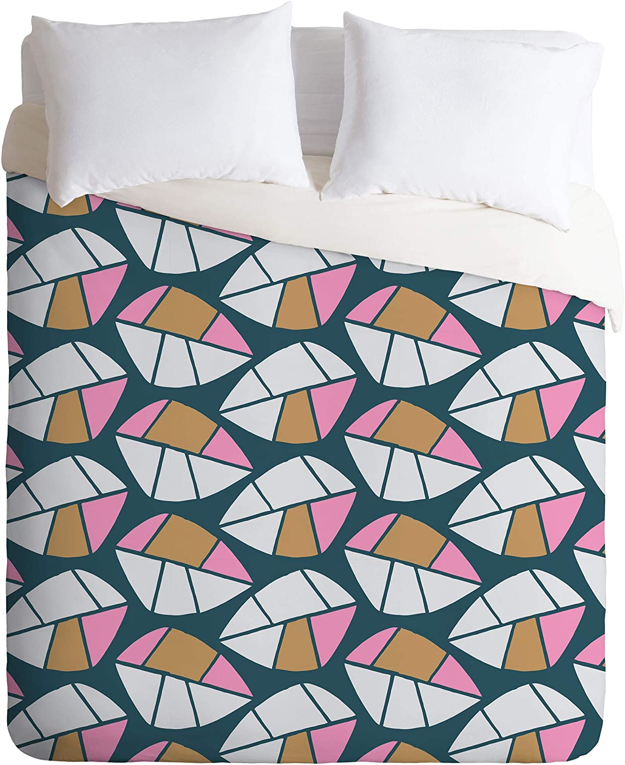 Price:$129.00 70140-dvwset Studio Maluda Geometric Leaf Duvet Set with Pillowcase(s), Twin/XL, Blue : Home & Kitchen