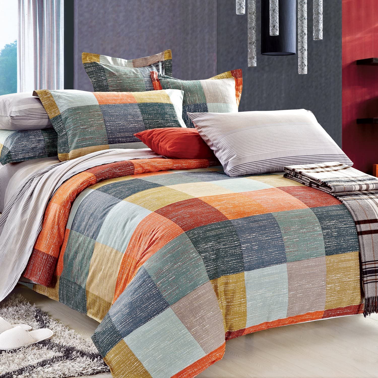 Price:$89.68 HOME Meridian 100-Percent Cotton 4-Piece Duvet Cover Set, Queen : Home & Kitchen